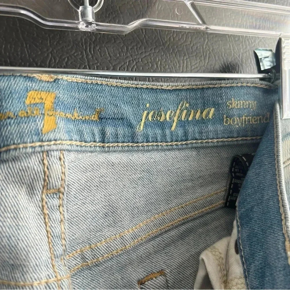7 For All Mankind Josefina Distressed Bleached Skinny Boyfriend Jeans Size 26 - Picture 3 of 8